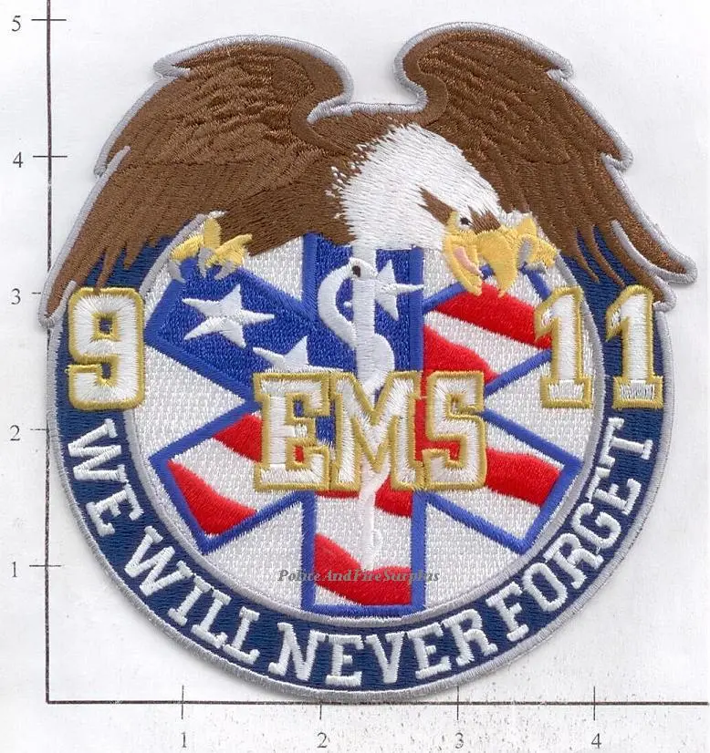 Wtc - Ems - We Will Never Forget Fire Dept Patch V2 1