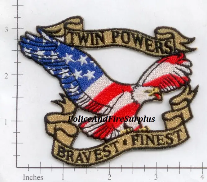 Wtc - Twin Powers Bravest Finest Fire Police  Patch 1