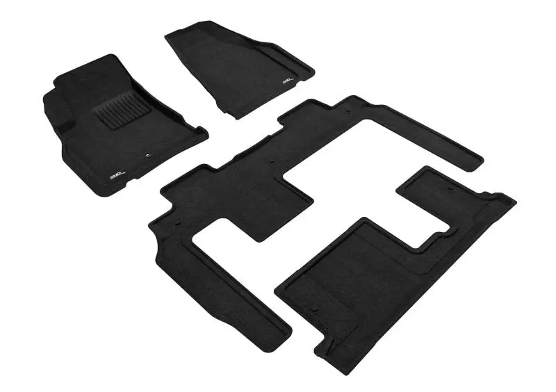 3D Maxpider Elegant All-Row Floor Mat Set For 2009–2017 Chevrolet Traverse With Bench-Style Second Row – Black 1