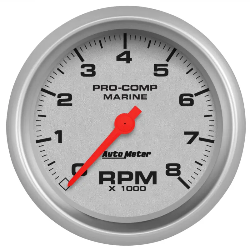 Autometer Marine Silver 3-3/8In 8K Rpm Tachometer 1