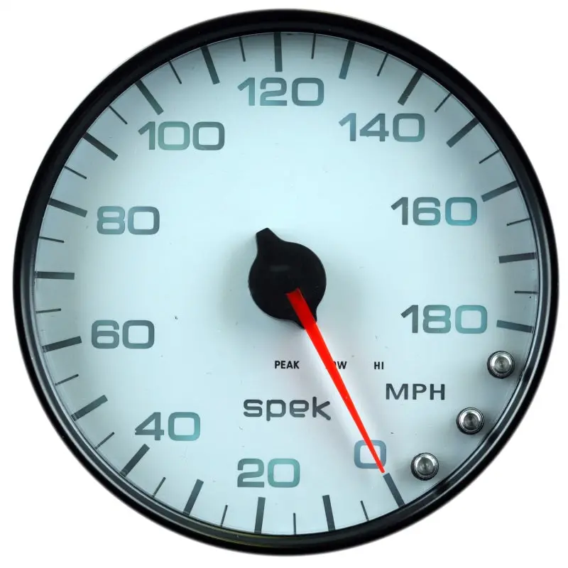 Autometer Spek-Pro Gauge Speedometer 5In 180 Mph Elec. Programmable White/Black 1
