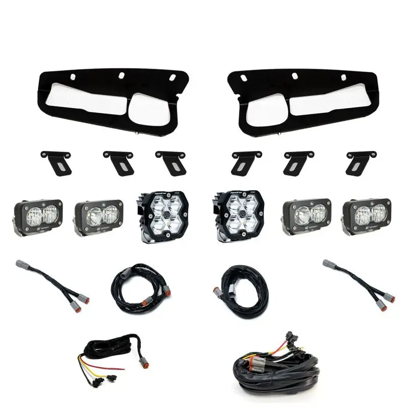Baja Designs Squadron 2.0 Pro Spot & S2 Sport Led Light Combo For 2021–2025 Ford Bronco — Steel Bumper Mount W/ Clear Lens & Fpk 1