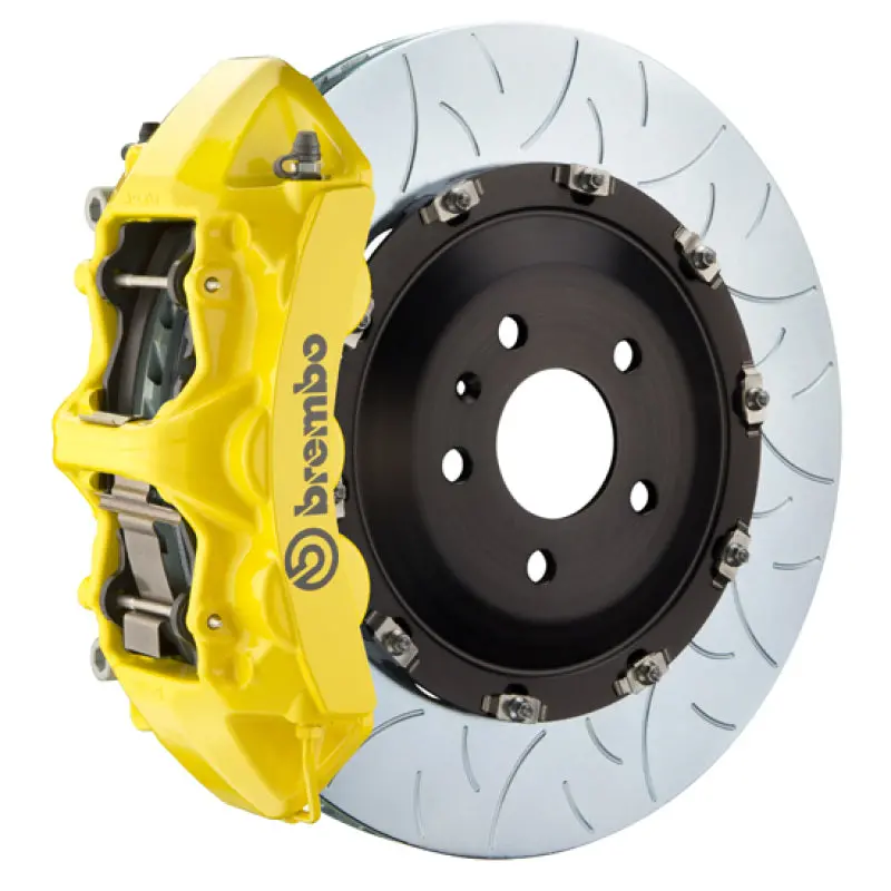 Brembo Gt Big Brake Kit For 2017–2020 Audi Rs3 Sedan — Front 6-Piston Calipers, 380X34Mm Two-Piece Slotted Rotors, Yellow Finish 1