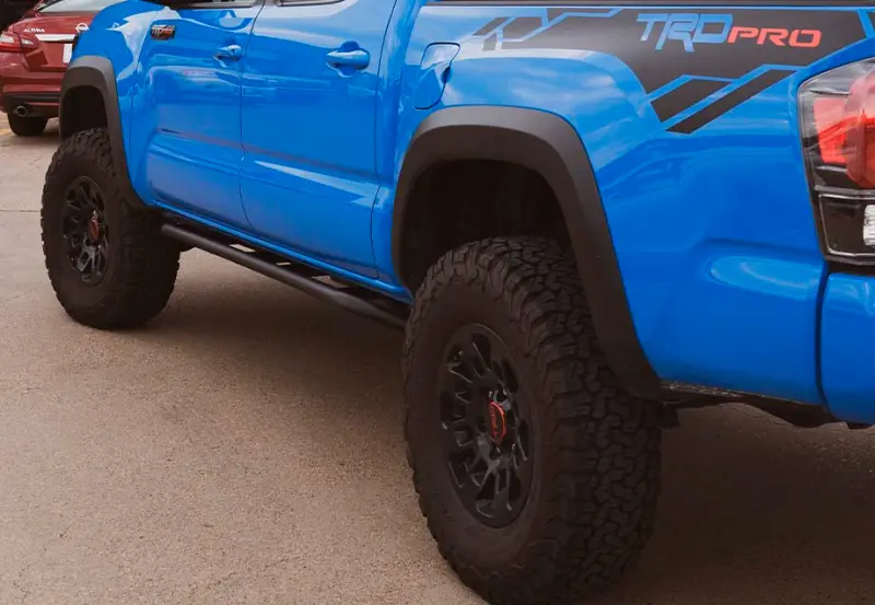 Cali Raised Trail Edition Rock Sliders – 2005–2023 Toyota Tacoma Double Cab Short Bed (No Kick-Out, Raw Finish) 1