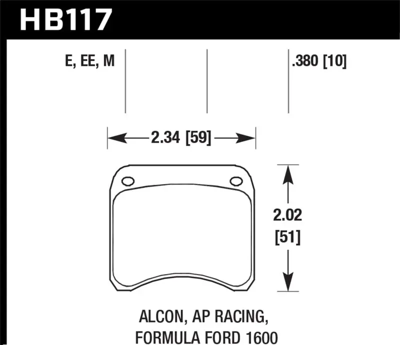Hawk Ap Racing Cp3696 Black Race Brake Pads 2
