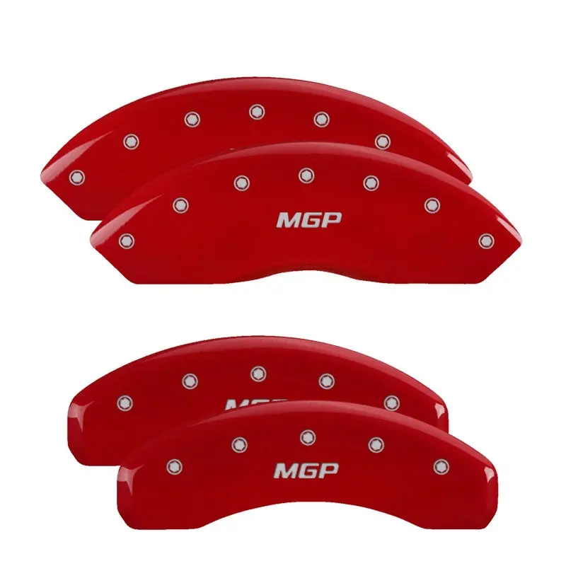 Mgp Engraved 4-Piston Caliper Covers For Jeep Wrangler – Front And Rear, Red Finish With Silver Accent 1
