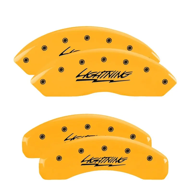 Mgp Engraved Ford Oval Caliper Covers – Front & Rear, Yellow Accent On Black Finish For 2005 Expedition 1