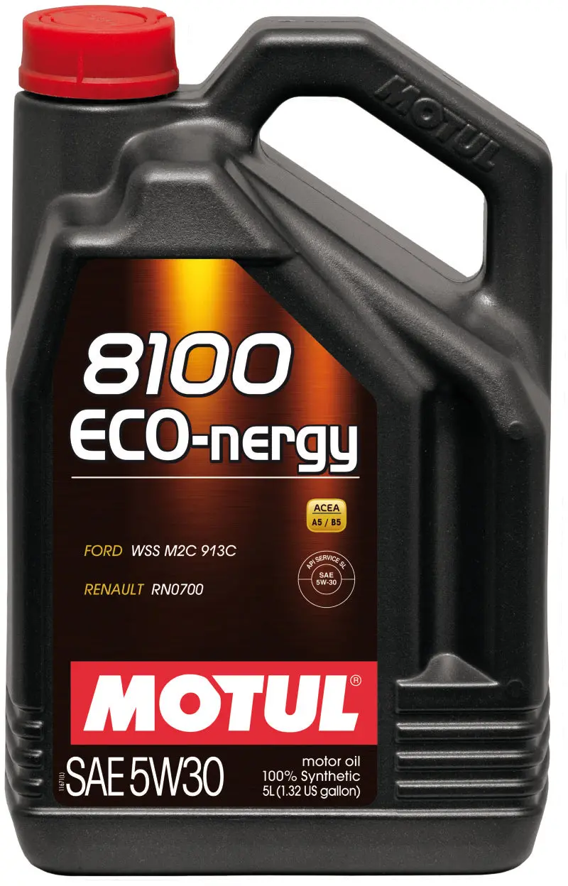 Motul 8100 Eco-Nergy 5W-30 Full Synthetic Engine Oil – 5-Liter Container, Certified For Ford 913C Specification 1