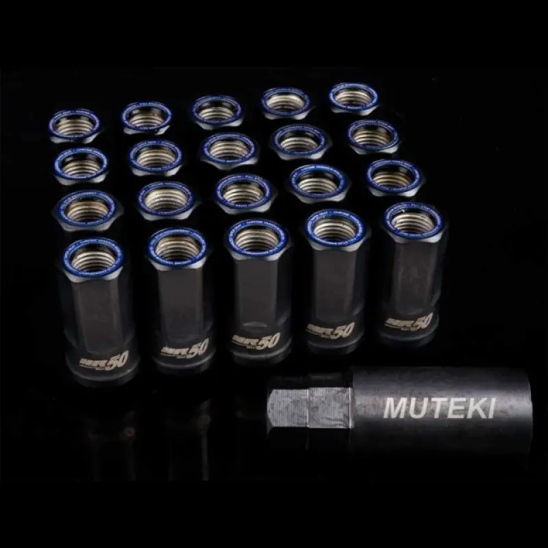 Wheel Mate Muteki Hr50 Open-End Lug Nuts – 14×1.50Mm Thread, Black W/ Blue Accent Ring 1